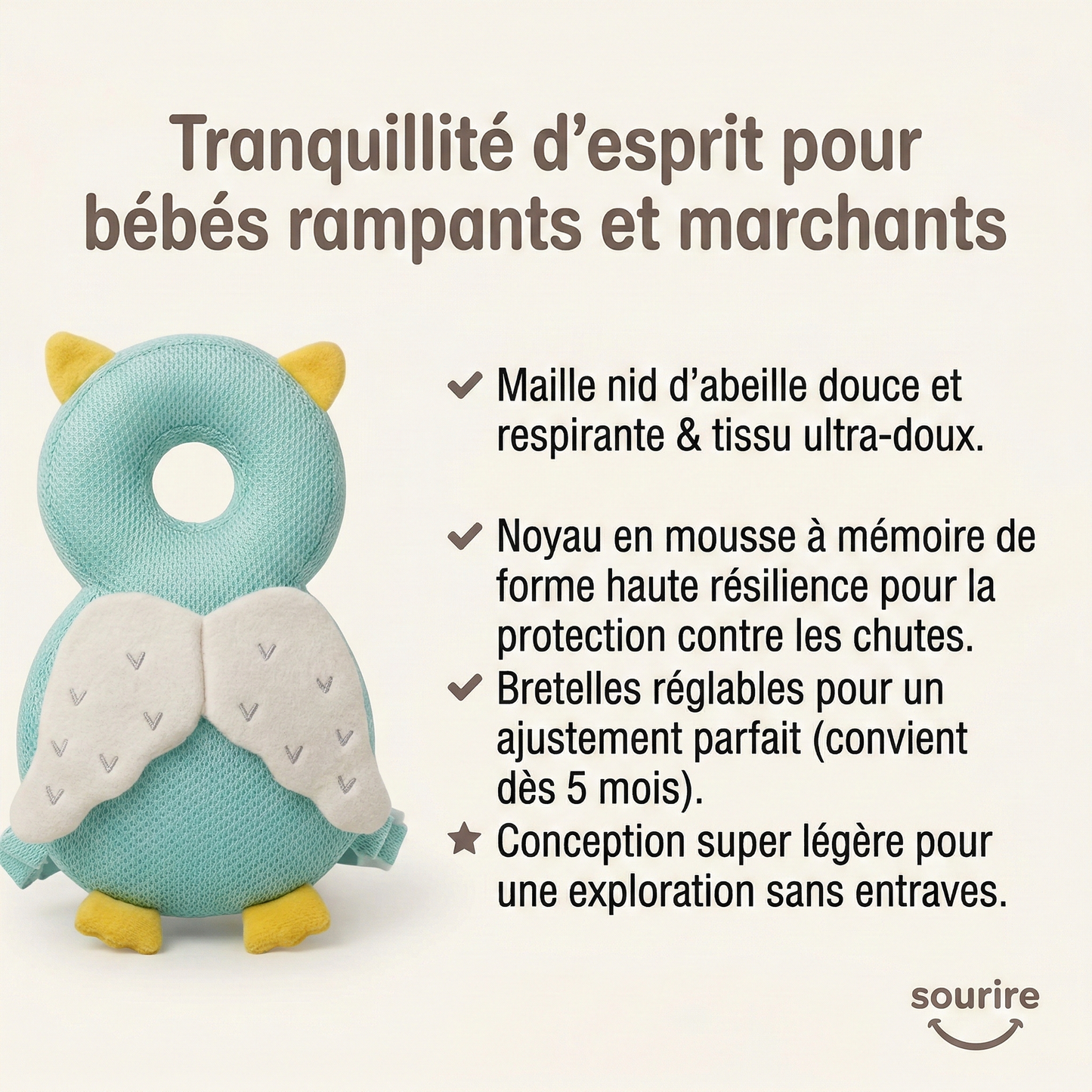 Coussin Protège-Tête Bébé Anti-Chute | Maison du Sourire
