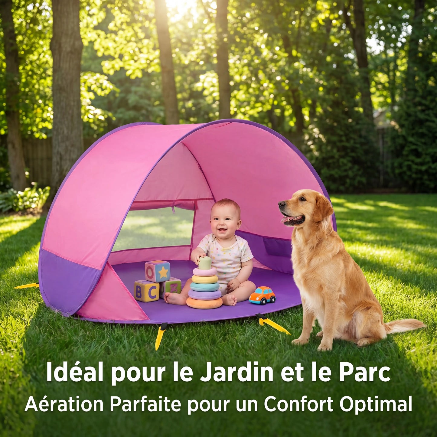 Protection UV bébé plage — Tente-piscine avec certification UPF 50+