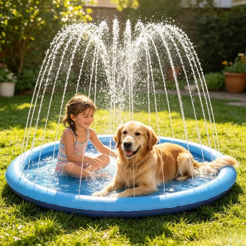 Enfant jouant sur le tapis d'eau à jet AquaSplash