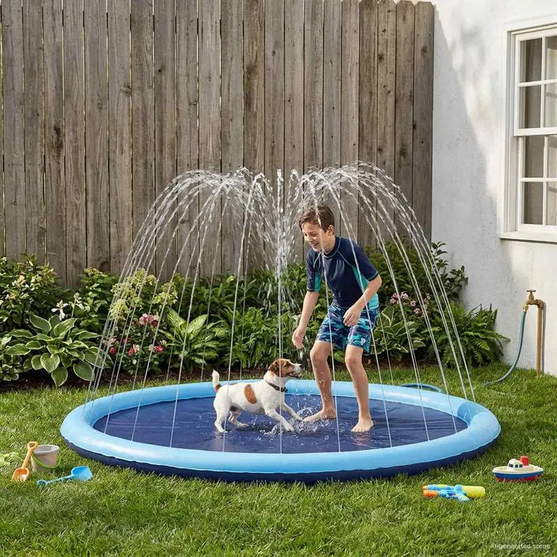 Tapis d'eau à jet AquaSplash installé dans un jardin